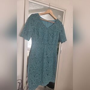 ANTONIO MELANI Teal Patterned Midi Dress